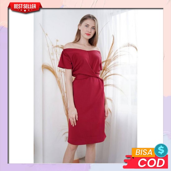Dress Pesta Wanita Dress Kondangan Brukat Party Casual Dress Cewek Korea Gaun Pesta Wanita Brokat Re