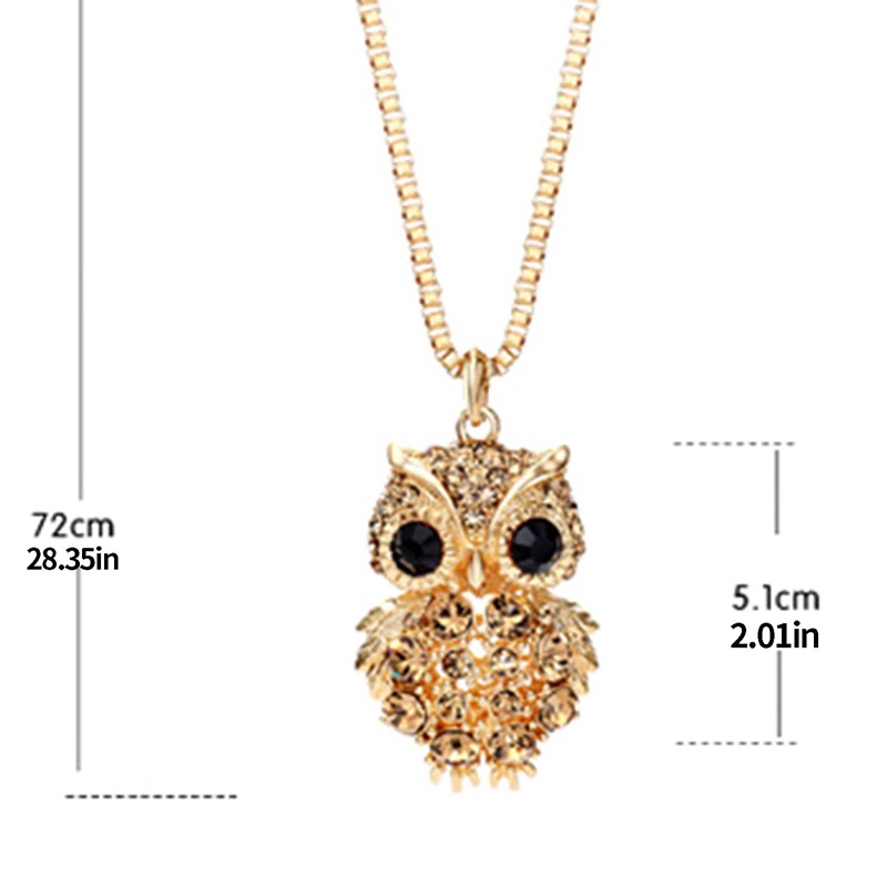 Fancyqube Kalung Panjang Liontin Burung Hantu Aksen Kristal Berlian Imitasi Gaya Vintage Untuk Wanita