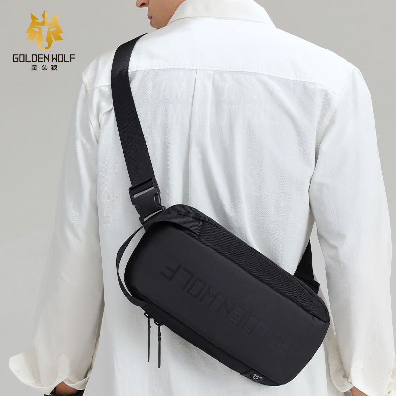 BANGE Tas Selempang Tahan Air Fashion Sling Bag Pria with Charger Slot - 6003 - Black