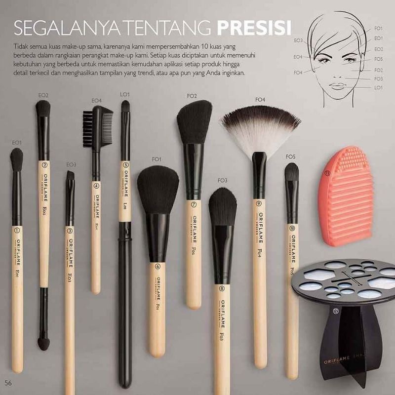 Precision Powder/Angled Eyebrow/Foundation/Contouring/Blending/Fan Powder/Double Ended Eyeshadow/Concealer/Lip Brush/Giordani Gold Silky Brush