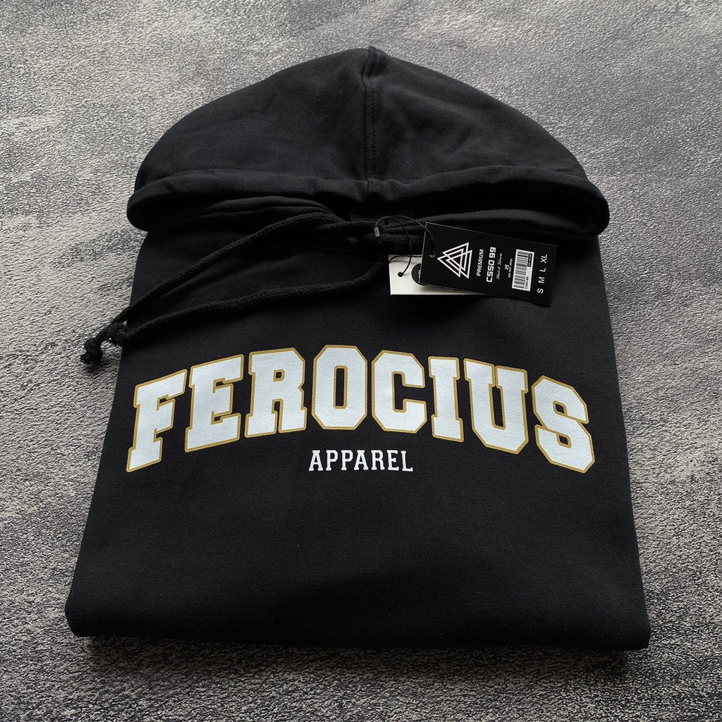 Jaket Sweater Hoodie - FEROCIOUS - Black FREE STICKER