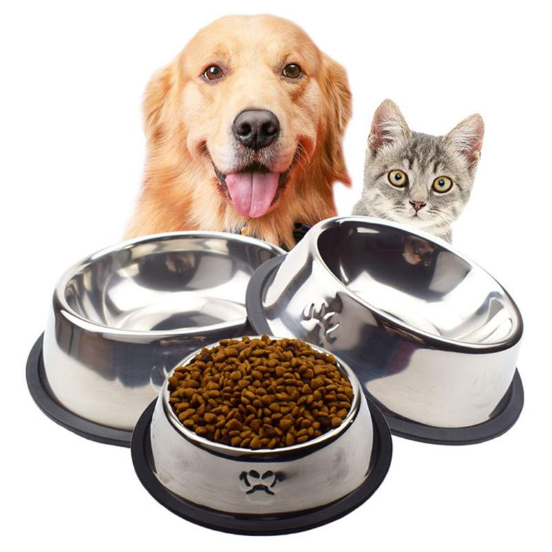 Mangkok STAINLESS KARET Wadah Tempat Makan Kucing Anjing Pet Bowl Hewan Mangkuk Piring Makanan Royal Pet Feeder Canin Pakan Cat Dog Anti Slip Selip