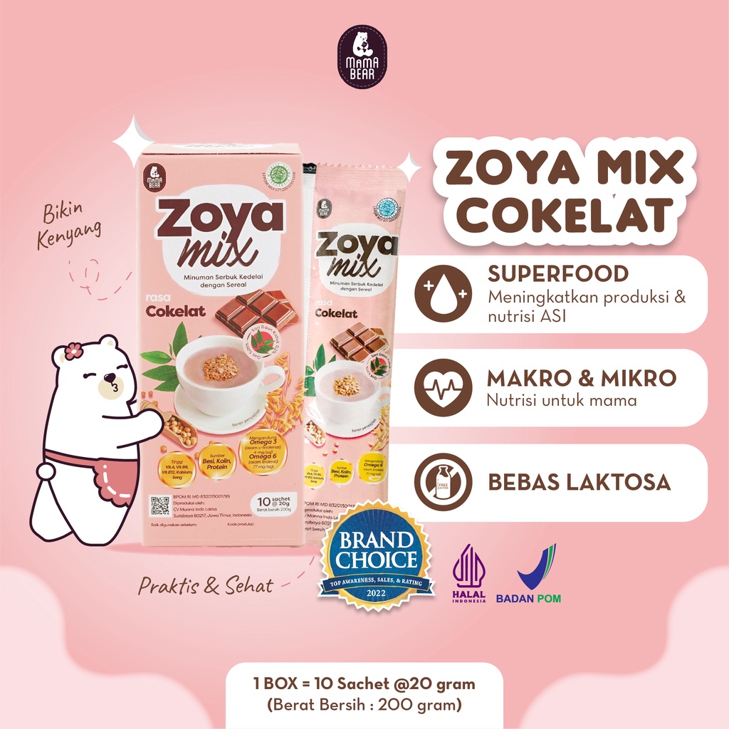 Mama Bear ZoyaMix 200 gr Sereal Kedelai dengan daun Katuk | Pelancar Asi / ASI Booster MamaBear Zoya Mix Lancar Asi