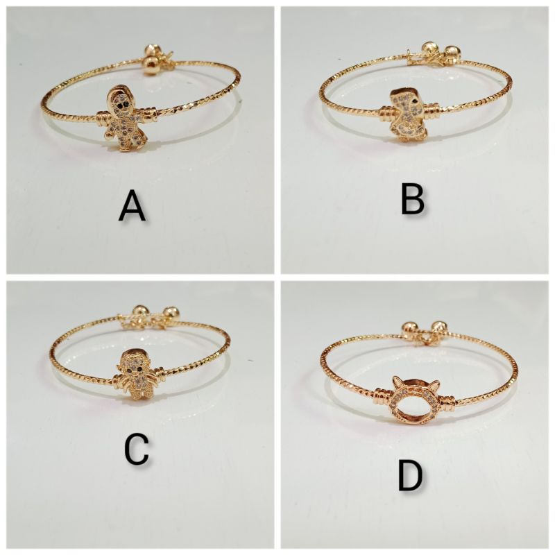 HJJ08. Gelang anak-anak lapis emas dgn mata zircon model fleksibel