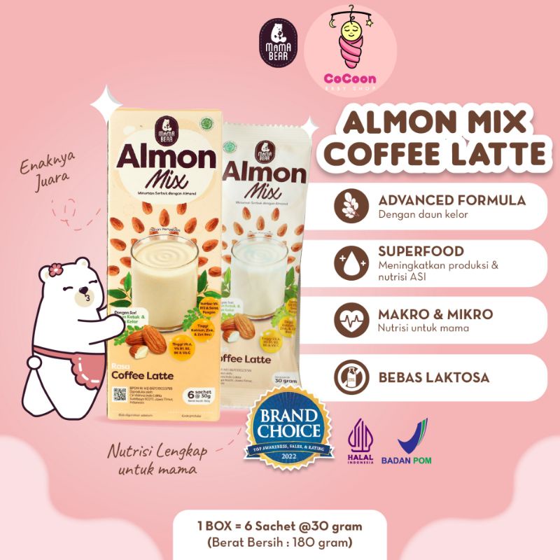 Susu Almond Asi Booster Mama Bear Mamabear Almonmix Almon Mix Coffee Latte Kopi