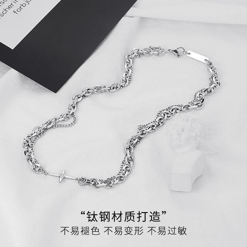 Kalung Liontin Bahan Titanium Steel Gaya Hip Hop Korea Untuk Pria