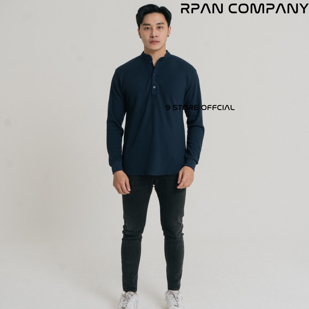 9Storeofficial - Henley Waffle Long sleeve / Henley Big Waffle Tees / Baju Waffle Tangan Panjang Kancing / Crewneck Waffle / Tshirt Waffle Pria Kancing.