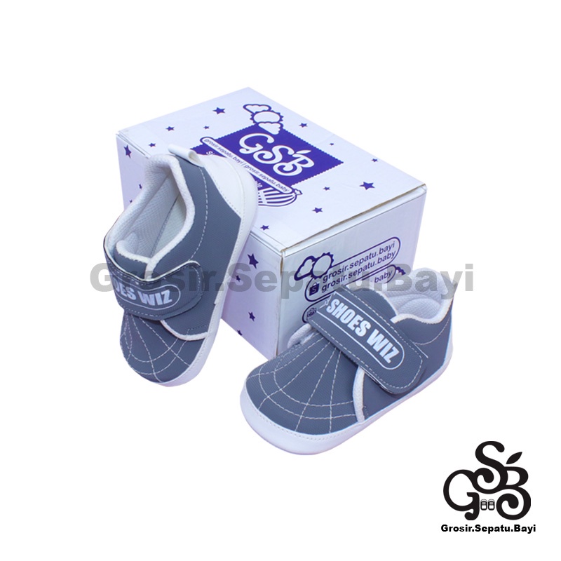 Sepatu Bayi - Baby Shoes - Prewalker  | 2-12 bulan | casual SPIDER Abu polos ringan &amp; fleksibel