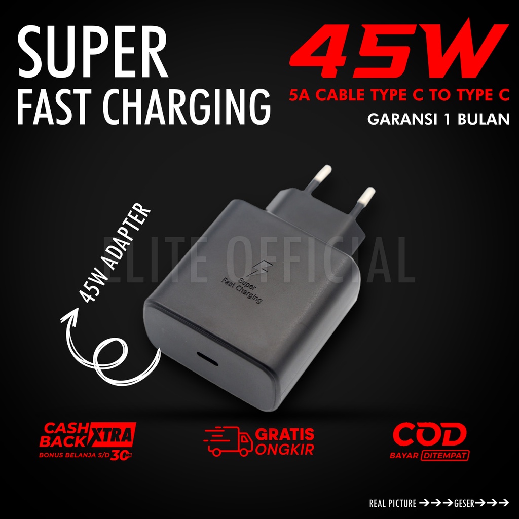 Adaptor Charger 45W Type C Super Fast Charging