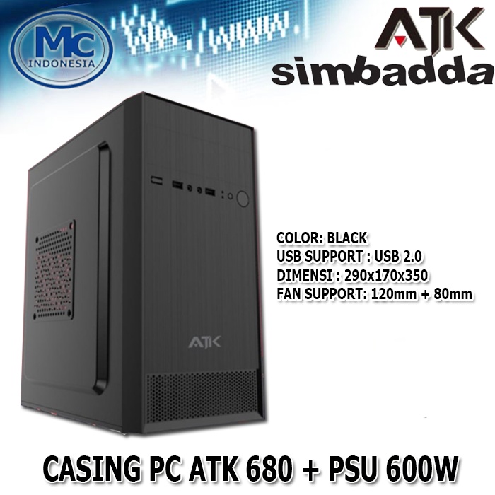 CASING CPU SIMBADDA ATK 680/685 + PSU 600W