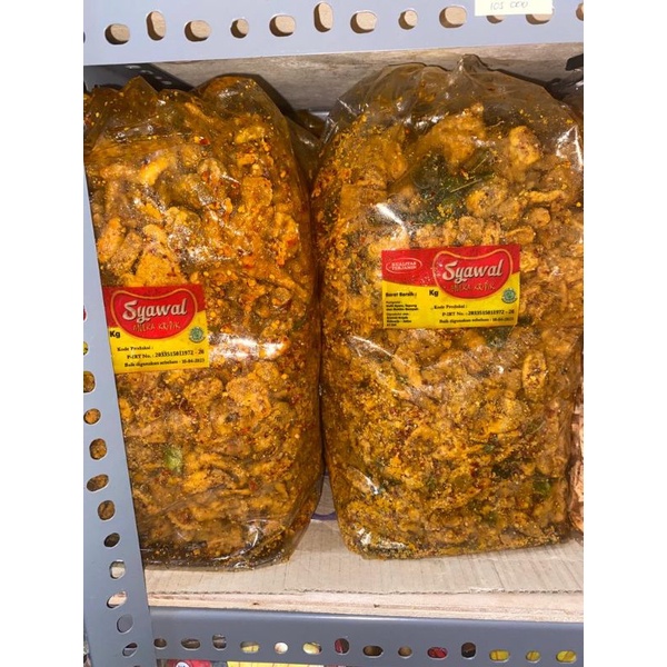 

Keripik kulit ayam pedas jeruk Syawal 2kg (bal)