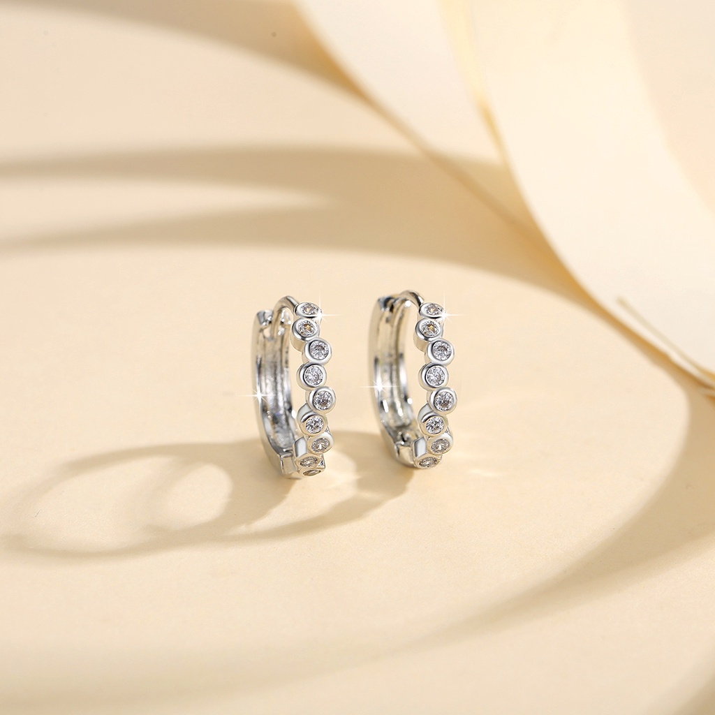 Y818 COD Anting Titanium Anti Karat Anting Bulat Kristal Elegan Gaya Korea Untuk Wanita