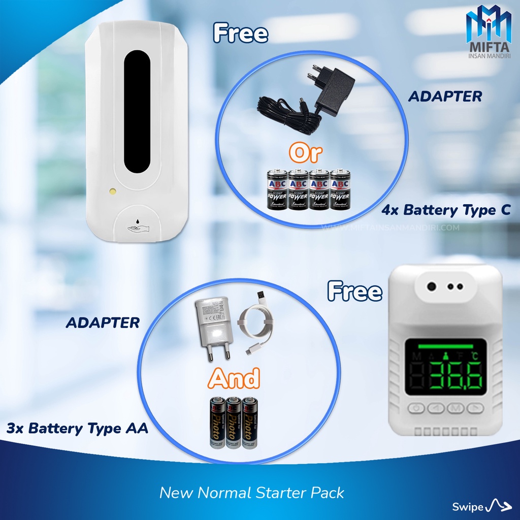 OTOMATIS HAND SANITIZER DISPENSER + TERMOMETER INFRARED K3X + STAND