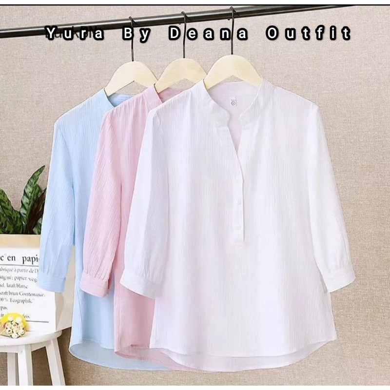 Yura Kemeja Polos Wanita Korea Size S M L XL XXL XXXL 5L Kemeja Putih Basic Casual