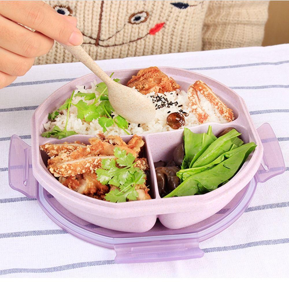 Solighter Lunch Box Kotak Makan Anti Bocor Dengan Peralatan Makan 3sekat Wadah Makanan