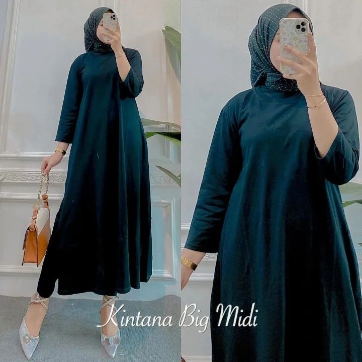 KAYLA MIDI DRESS M L XL XXL | DAPAT GAMIS WANITA ( TIDAK TERMASUK HIJAB ) GAMIS TERBARU BAHAN KAOS K