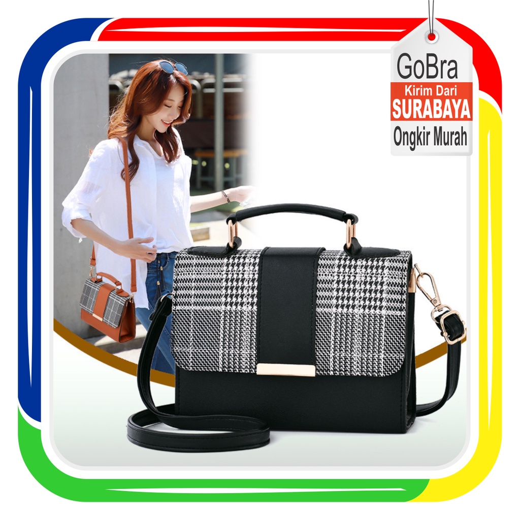 Gobra ♕ TW015 Tas Selempang Wanita Kotak Simple Mini Tas Bahu Import Murah