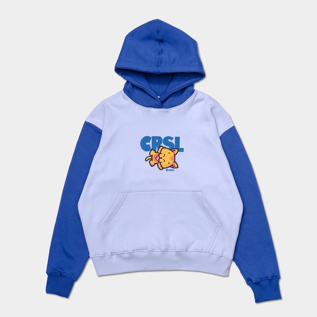 CRSL White Blue Miaow Hoodie | Hoodie Unisex