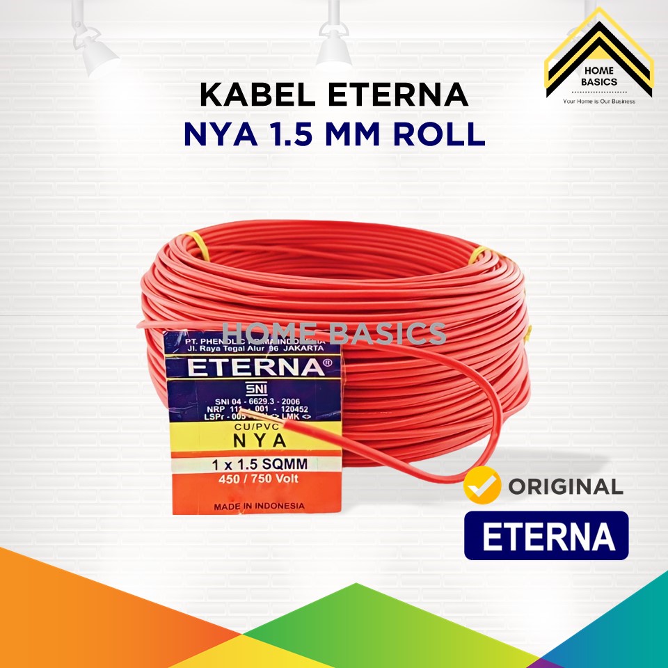 Kabel Listrik Eterna NYA 1.5 mm 50 Meter Tunggal / Kabel Eterna Roll