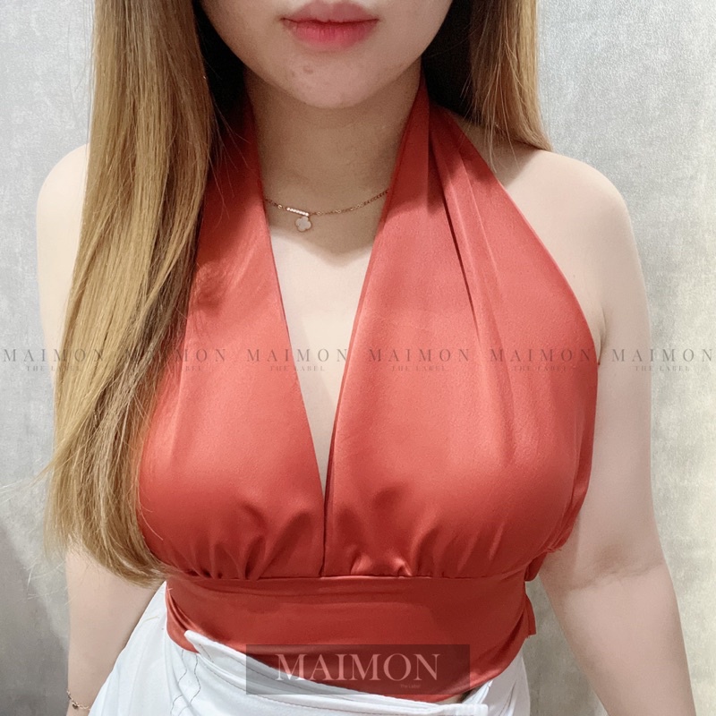 Silky Backless Top | Atasan Crop Sexy Korean Fashion | Maimon Grosir