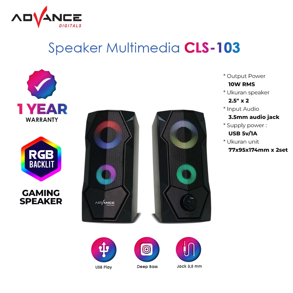 ADVANCE Speaker CLS-103 Gaming Speaker Dual Speaker PC Laptop