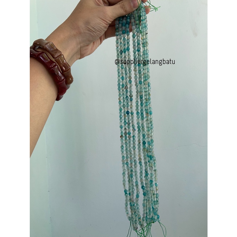 Batu SOFT BLUE agate QUARTZ 6mm CUTTING bahan aksesoris biru kuarsa