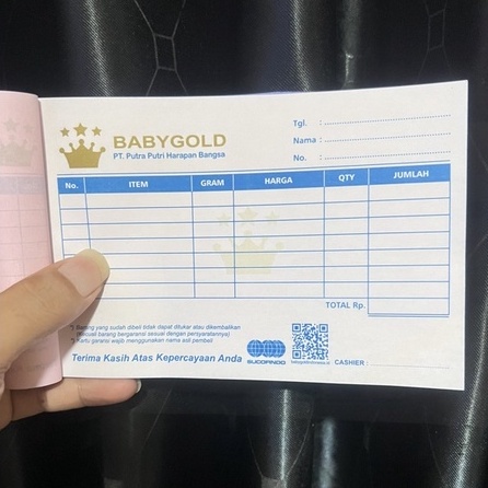 Nota Kosong Resmi Dari BABY GOLD Nota Tambahan