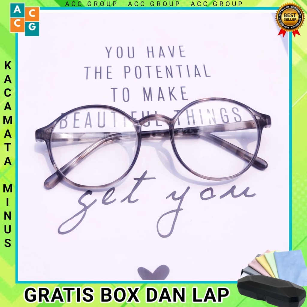 COD Kacamata MINUS (-) Rabun Jauh Ukuran dari -0.50 s/d -4.00 Vintage Style MODEL LEOPARD BULAT FREE BOX DAN LAP