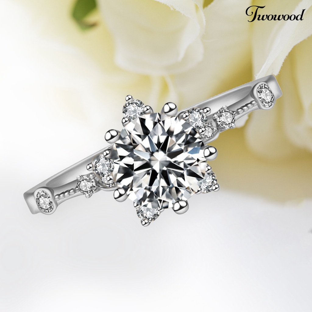Cincin Bentuk Snowflake Model Open end Bahan Zircon Gaya Retro Untuk Wanita