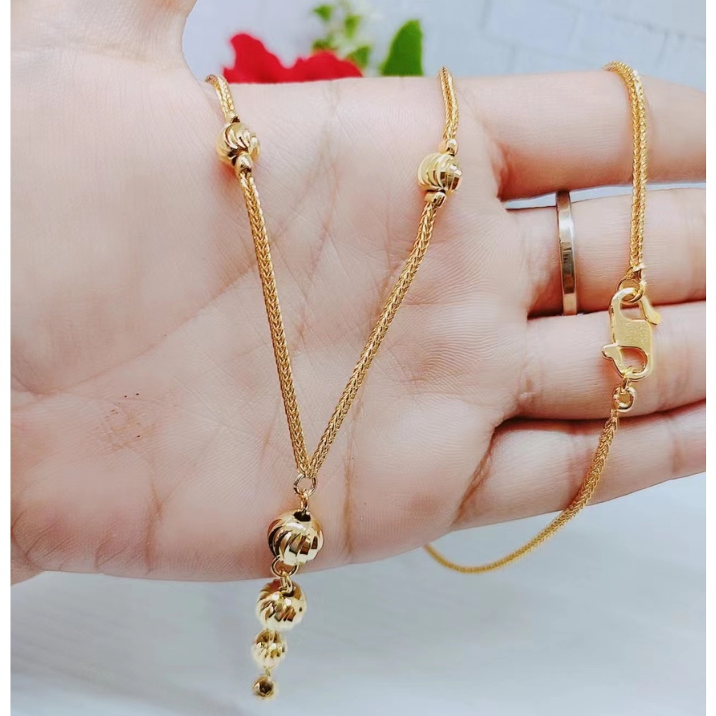 Kalung Xuping Biji Bola Lapis Emas 24k Perhiasan Fashion W34/35/36 (Panjang 60-70CM)