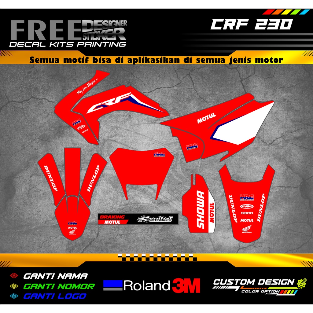 Decal Stiker Motor Hondda CRF 230 Custom Design WS002