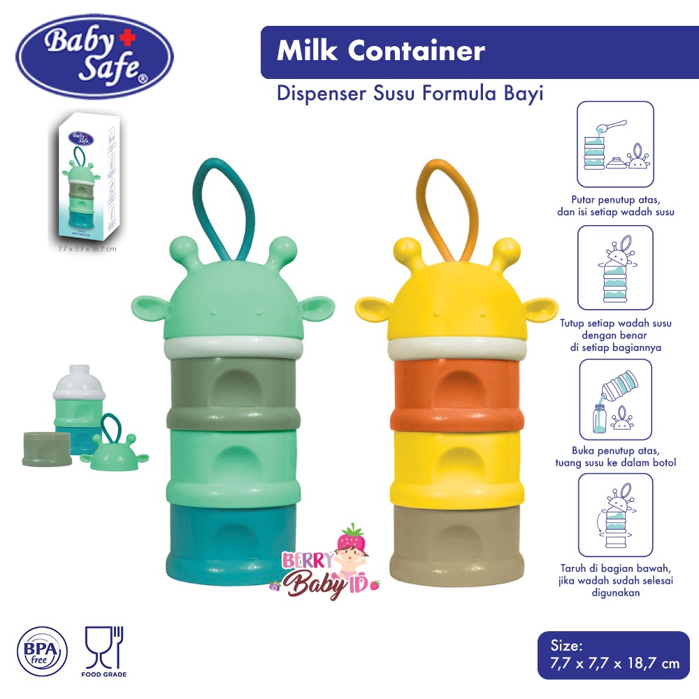 Baby Safe Milk Container 3 Tingkat Dispenser Wadah Susu Formula Bayi Berry Mart