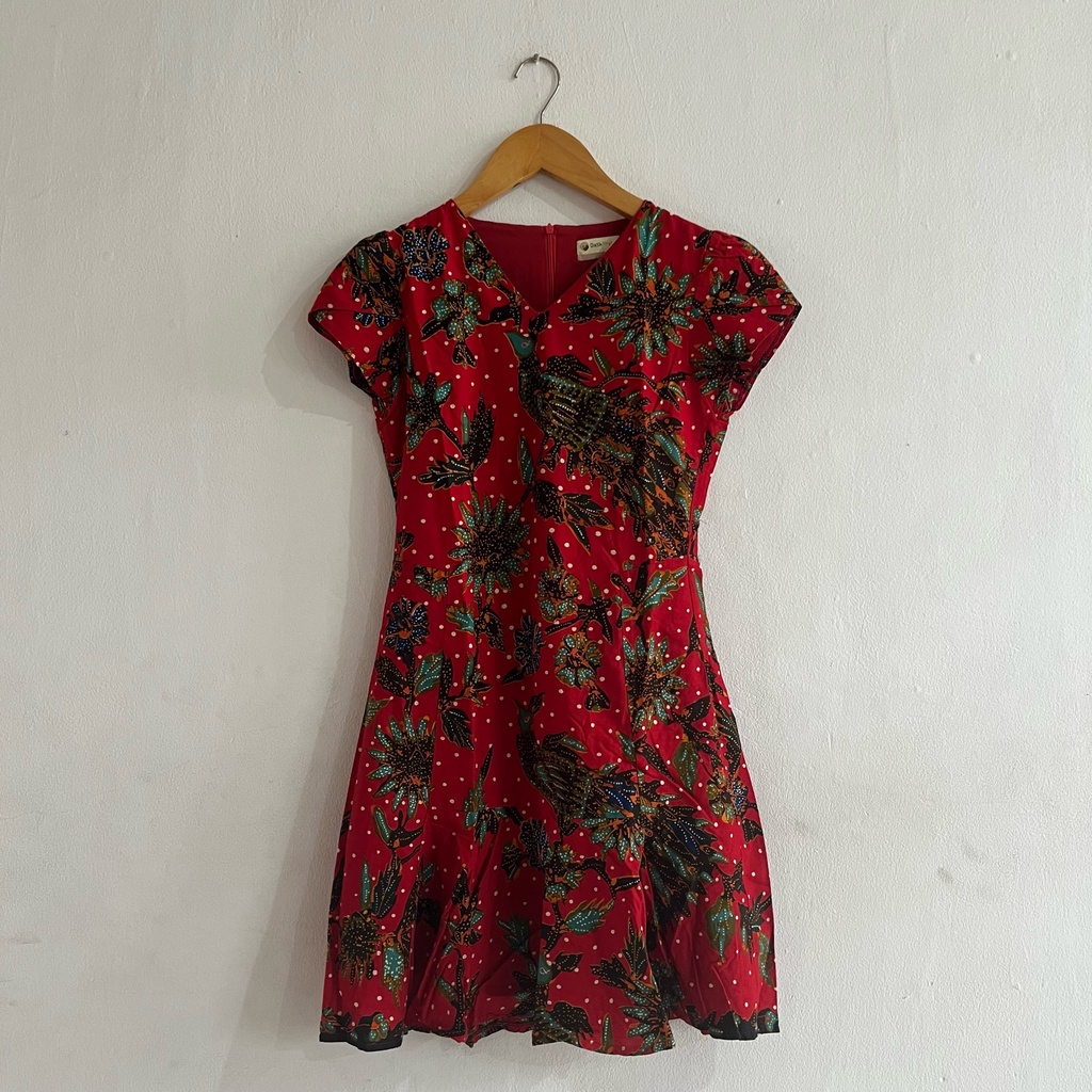 [PRELOVED] Batik First - Dress Batik Wanita Merah / Rok Terusan Red
