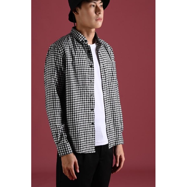 KEMEJA PREPP STUDIO GINGHAM SHIRT LS SCOOTER EDITION BLACK - S