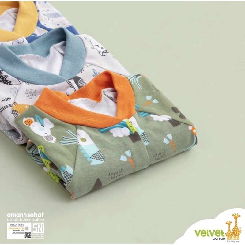 Jumsuit Bayi Buka &amp; Tutup Kaki NB Velvet Junior / Baju Bayi Laki Laki &amp; Perempuan