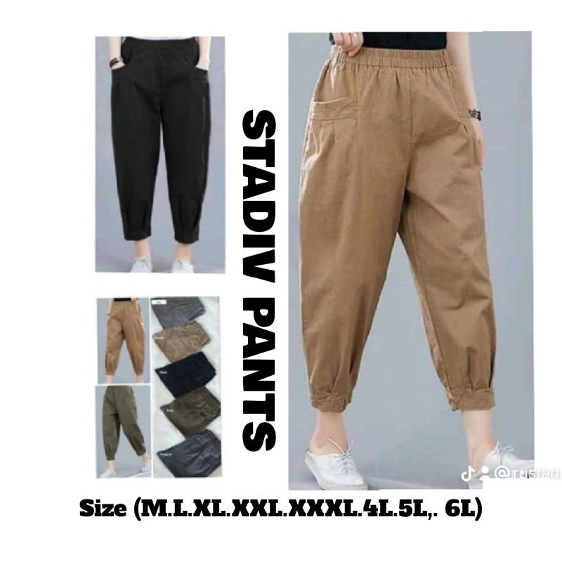 Stadiv pants ukuran M-L-XL-XXL-XXXL-4L-5L-6L cotton twill/celana wanita kekinian