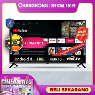 Changhong 40 Inch Newest Android 11 Frameless Smart TV Digital 40 Inch Digital TV FHD LED TV-L40G7N FREE BRACKET
