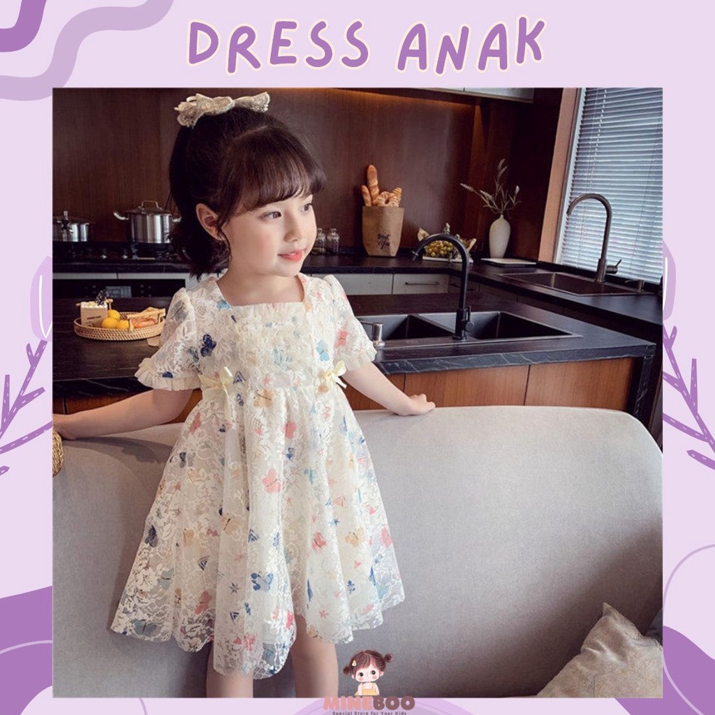 mineboo -  DRESS COLOURFULL BUTTERFLY EBV 1-8tahun Dress anak perempuan /rok anak cewek/kado anak perempuan/pakaian anak sifon