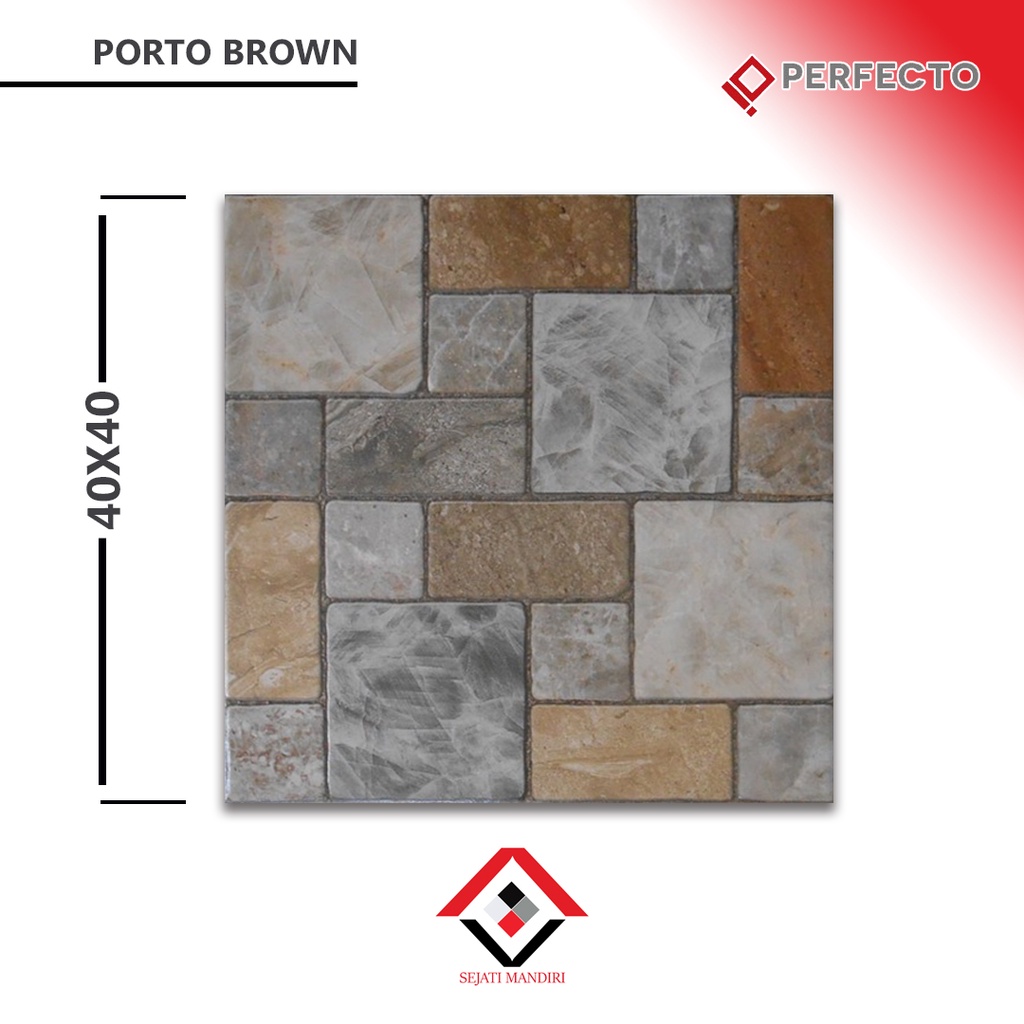 keramik 40x40 - motif batu alam - perfecto porto brown