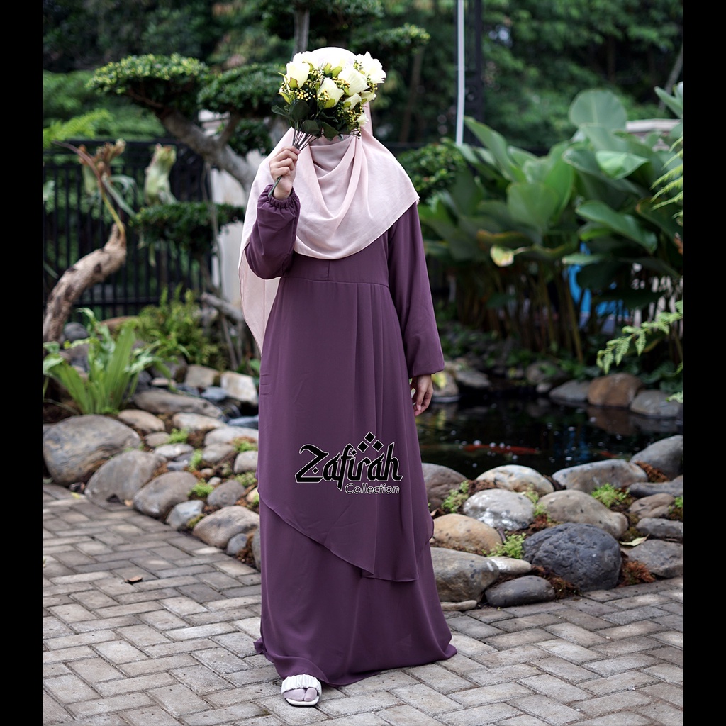 Gamis Polos Terbaru Bahan Ceruty Babydoll - Khanza Dress Ori Zafirah