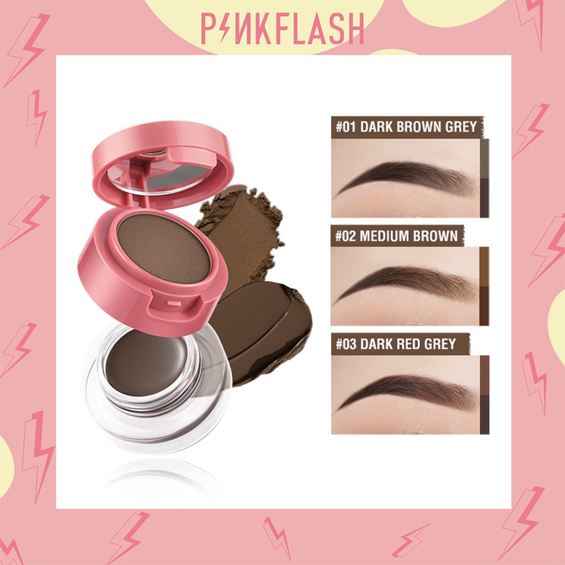 ❤ RATU ❤ Pinkflash Duo Effect Eyebrow Kit 2in1 | Eyebrow Cream &amp; Powder Gel Eyeliner Waterproof | Pink Flash PF-E22