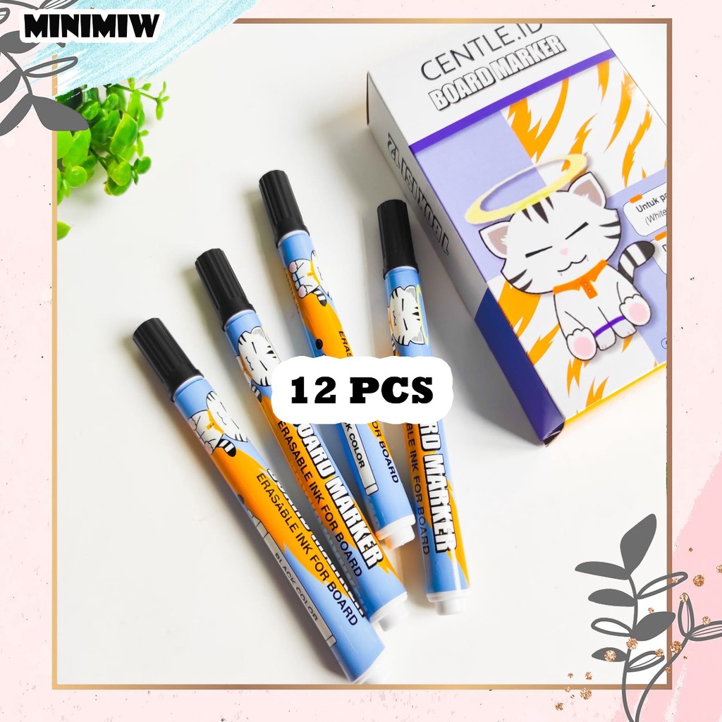 

Selusin Spidol whiteboard CENTLE Tinta Hitam ISI 12 PCS tidak pernamen spidol papan tulis Alat Tulis Kantor