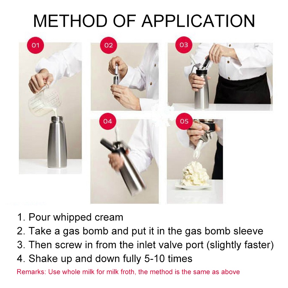 【500 ML】Cream Whipper Dispenser/Cream Semprot Whipper/Whip Cream Dispenser Aluminum Alloy/Alat Pembuat Whipping Cream