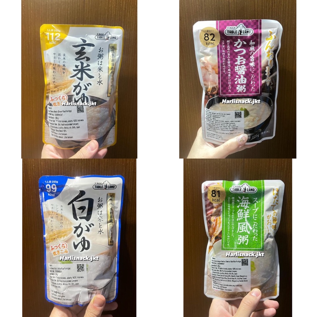 

TABLELAND BUBUR BERAS INSTANT RICE WHITE PORRIDGE JEPANG BONITA AND SOY SAUCE / WHITE RICE / BROWN RICE /SEAFOOOD RICE
