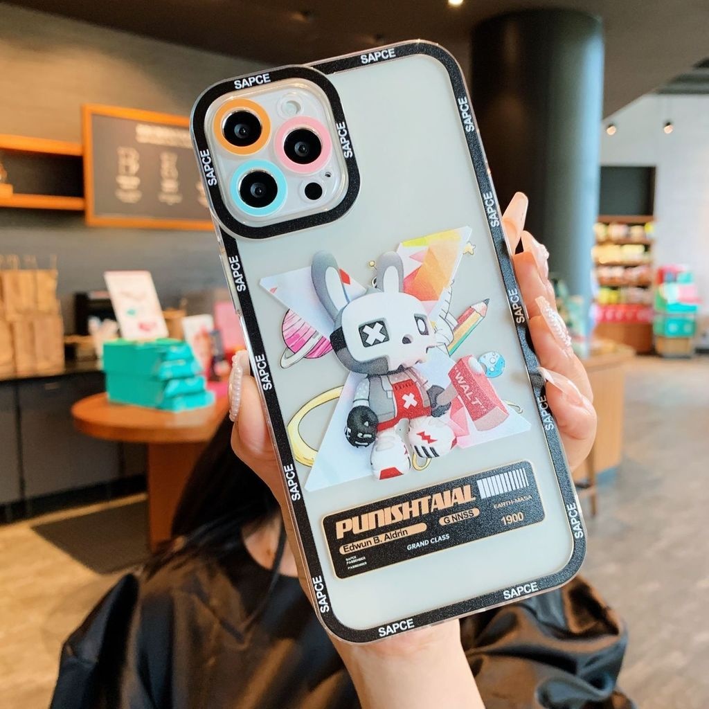 Case Transparan Motif Print Astronot Kelinci Untuk IPhone 12 13 14 11 Pro Max X Xs Max Xr Ddrfgf