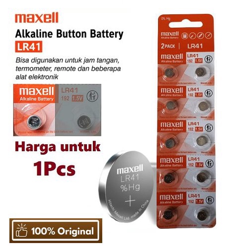 Batu Baterai Maxell LR41 AG3 736 Alkaline Cell Original