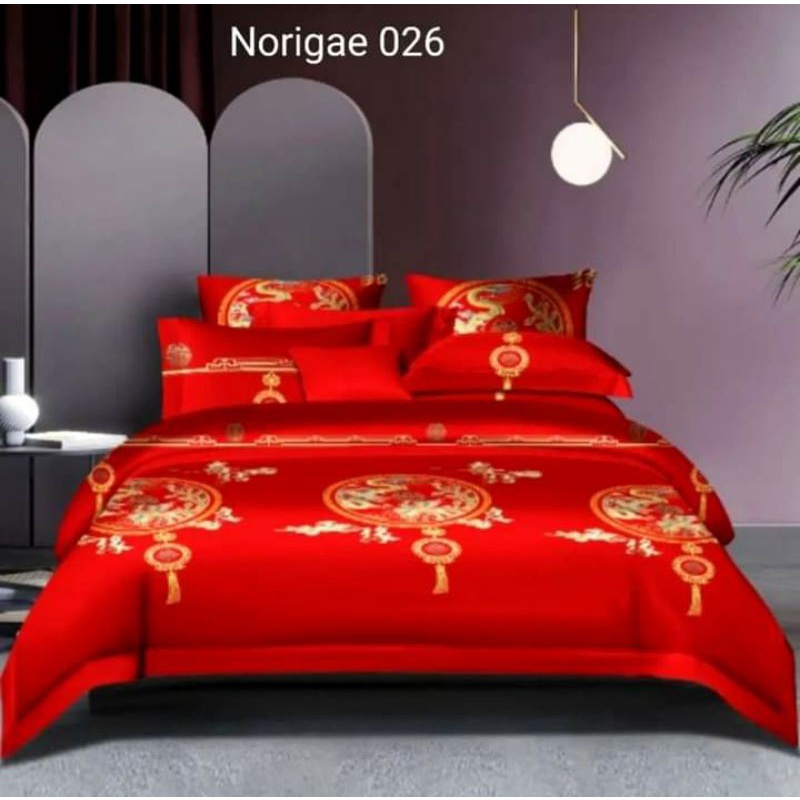 ✔NEW‼ SPREI TEMPAHAN DRAGON PHOENIX MERAH KATUN JEPANG CHINESE WEDDING/SPREI MERAH LENG HONG/SPREI M