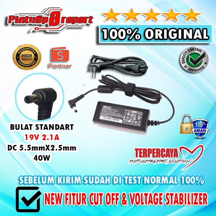 Casan Adaptor Charger Laptop Acer One 14 Z1401 Z1402 19V 2.1A 40W Original
