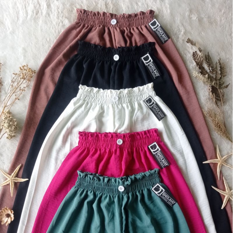 Kulot Crinkle Airflow Model Kancing Ukuran Jumbo Untuk Maksimal Bb 80kg / Celana Panjang Kulot Wanita Polos Hw High Waist Size Xxl Xl Bahan Katun Crinkle Airflow Premium Import Panjang Celana 95cm 100cm / Grefata