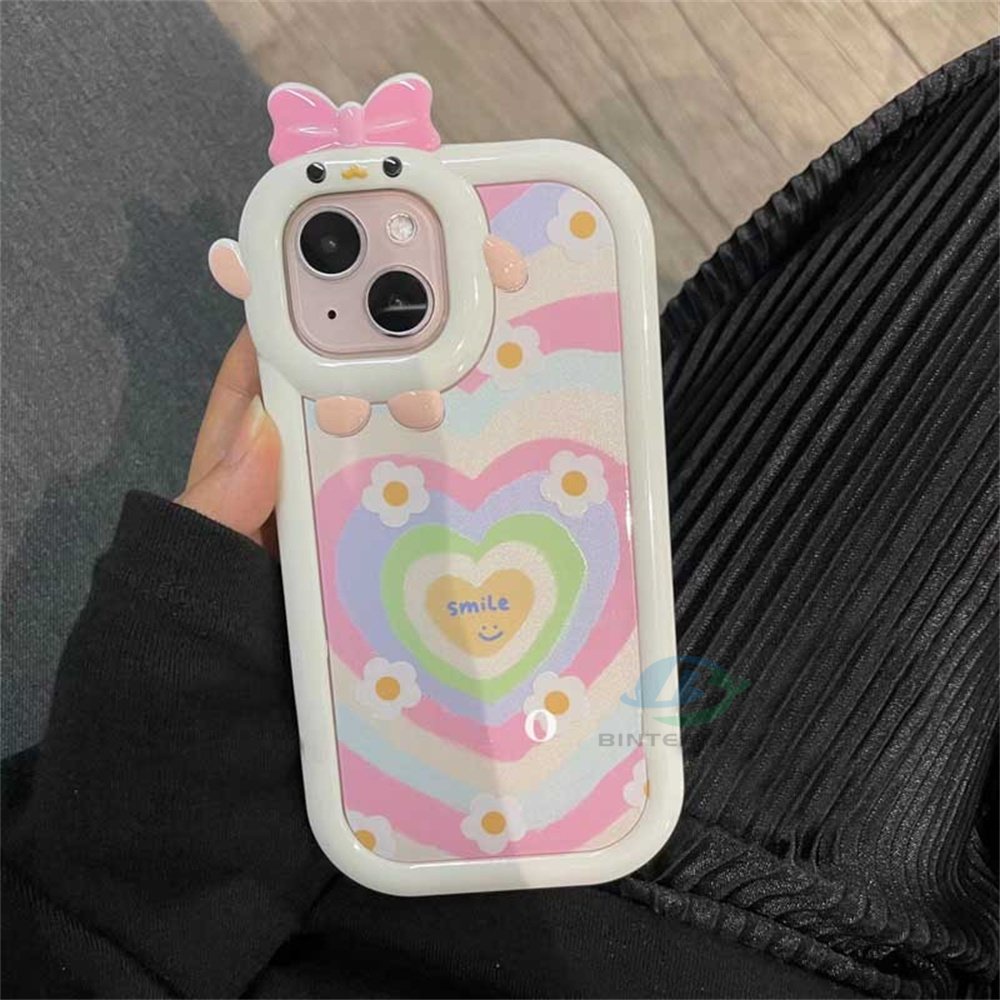 Realme 10 C55 C30 C31 C33 C35 C21Y C25Y Realme C11 C25 C17 C15 C12 C3 C2 7i 5 5i 6i Hati Warna-Warni Monster Kecil Frame Lensa Casing Ponsel Binteacase